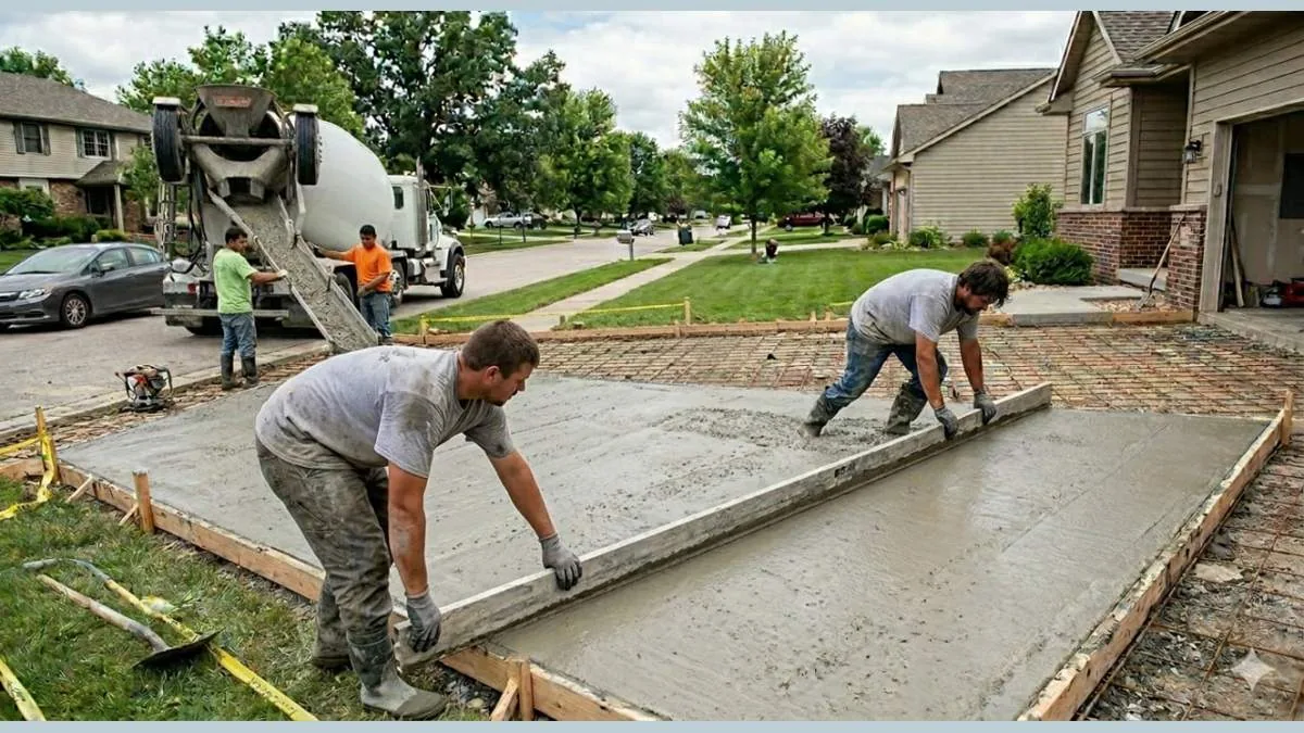 Concrete driveway in Mesquite Texas Dallas County black clay soil residential