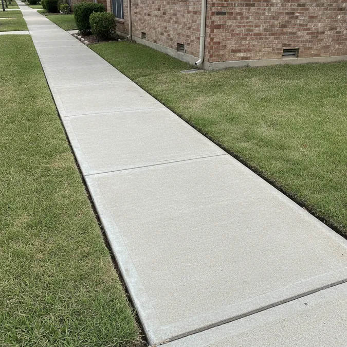 A leveled concrete walkway has a smoother transition after the settled panel is raised.