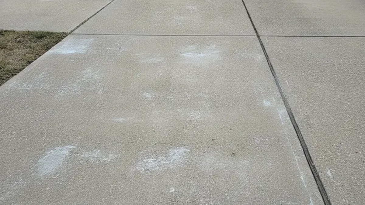 A worn concrete surface in Mesquite is mechanically prepared before a resurfacing overlay is installed.