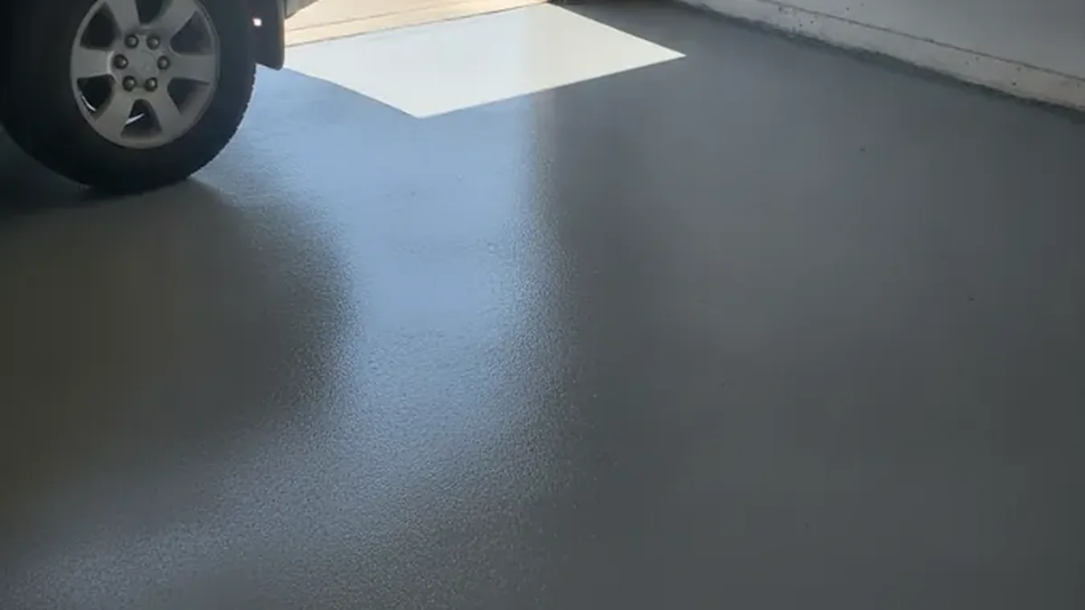 A coated Mesquite garage floor is planned for hot tires and regular vehicle use.