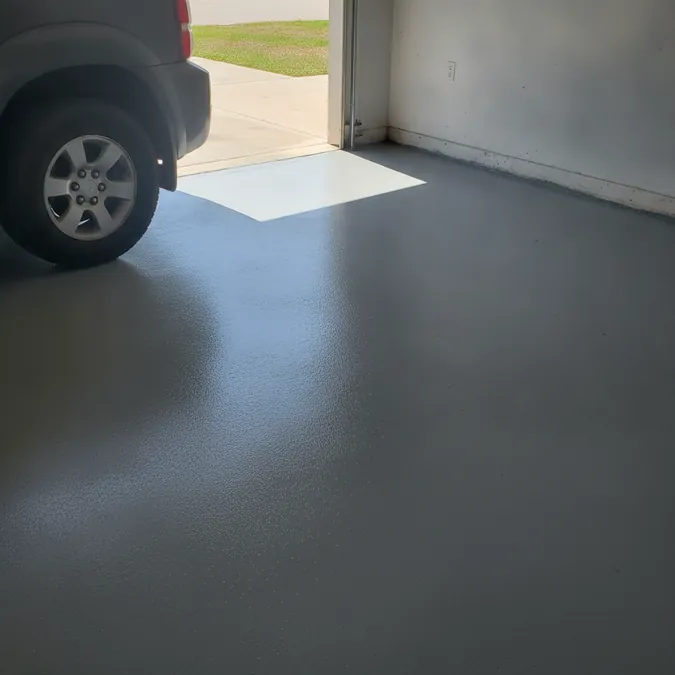 A coated Mesquite garage floor is planned for hot tires and regular vehicle use.