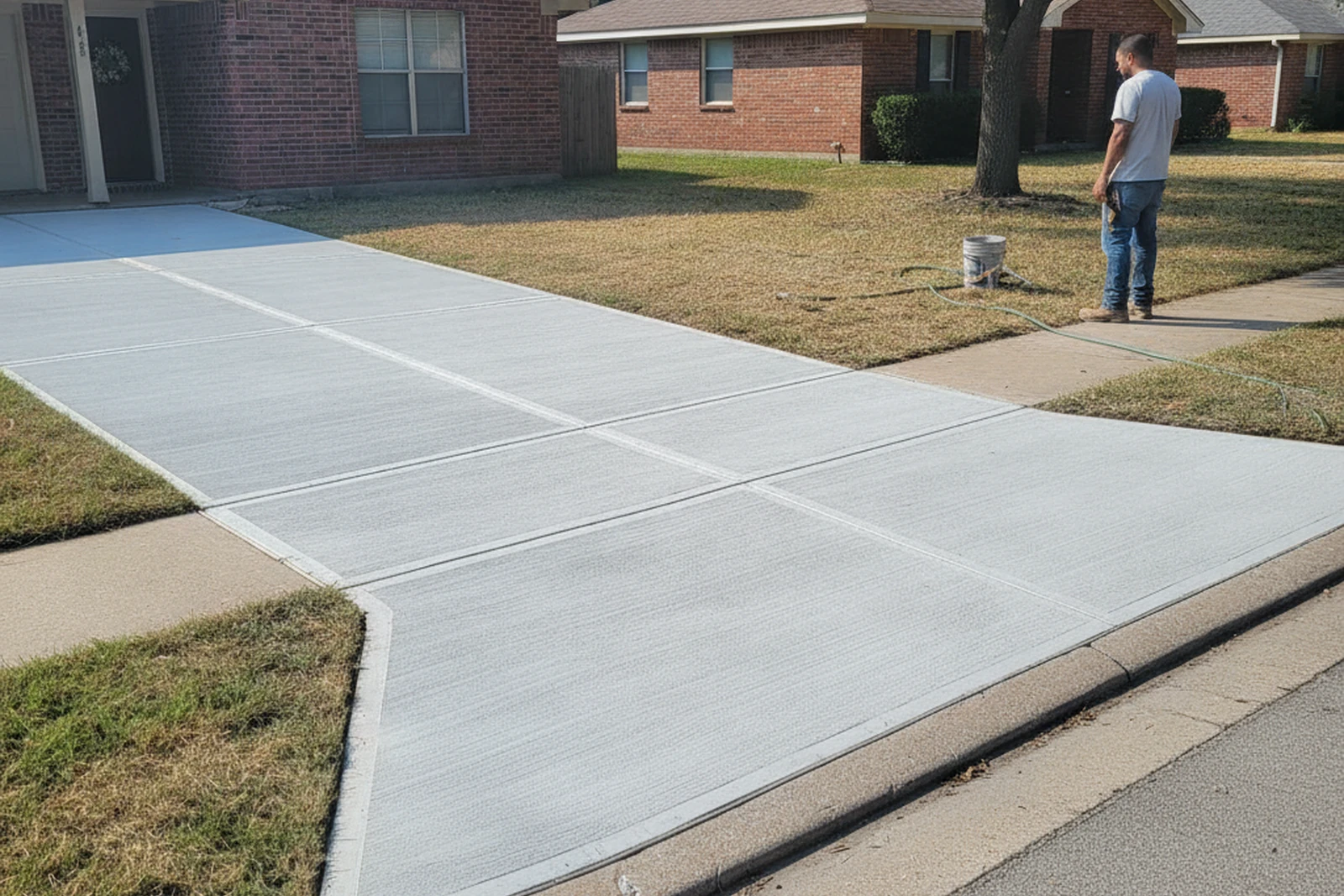 Concrete driveway replacement Mesquite Texas Dallas County black clay soil residential Marcus east DFW morning pour
